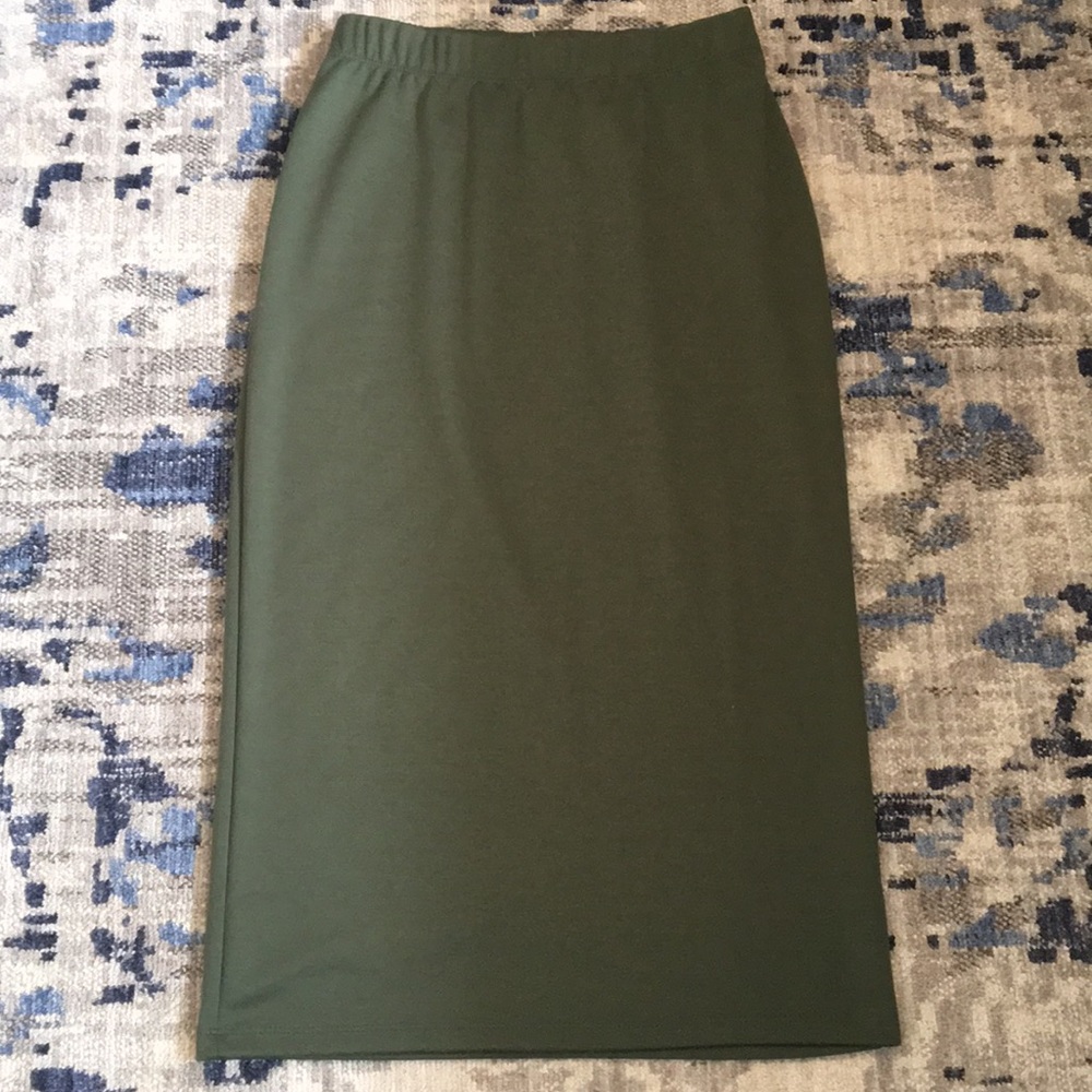 Olive green midi skirt